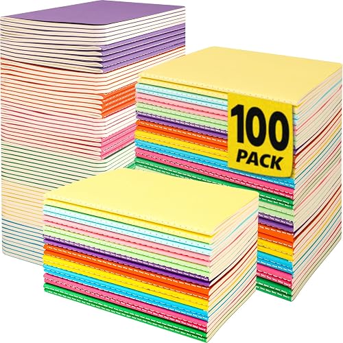 YesBes 100 Pack Small Mini Notebook Bulk, 3.5x5.5 Lined Pocket Notebook with Colored Cover, 10 Colors 24 Sheets (48 Pages) Small Journals for Traveler, Students, School Supplies