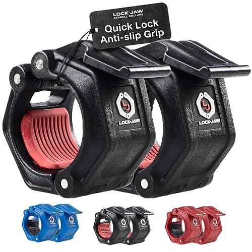 Lock-Jaw OLY 2 Barbell Collars & Clamps, 2"/50mm Olympic Bars | Heavy Duty Bar Clamps, Secure Weight Hold, Strength Training & Home Gym, Gym Accessories, Barbell Clips, Quick Release, 2 pcs