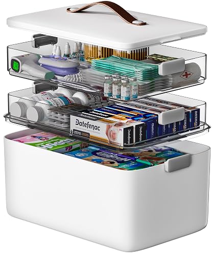 CTIME 3-Tier Medicine Organizer - Portable Medicine Cabinet with Handle | Multipurpose Medical Box, Pill Organizer, Empty First Aid Kit for Home