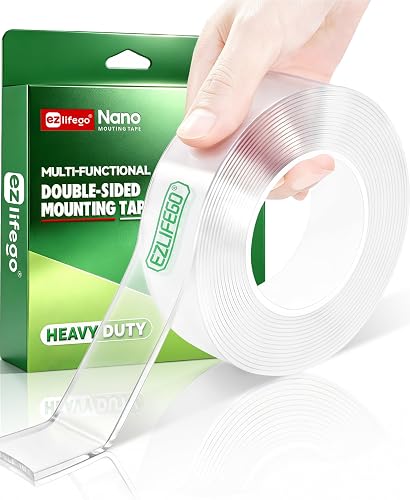 EZlifego Heavy Duty Invisible Bond Nano Double Sided Mounting Tape, 16.5FT | Nano-Tech, Holds up to 72 lbs, All-Purpose, Instant Hold, Industrial-Strength Adhesive, Indoor & Outdoor Decor,Back to School