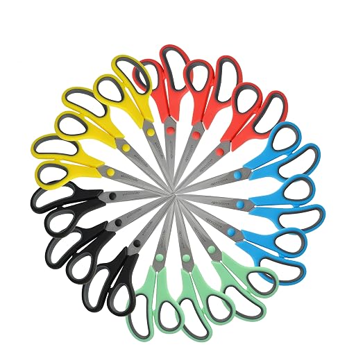 Westcott 8 Inch All Purpose Scissors, Pack of 15 | 8 Inch Durable Stainless Steel Blades, Soft Handles, Assorted Colors, for Home, Office, Classroom, Arts & Crafts