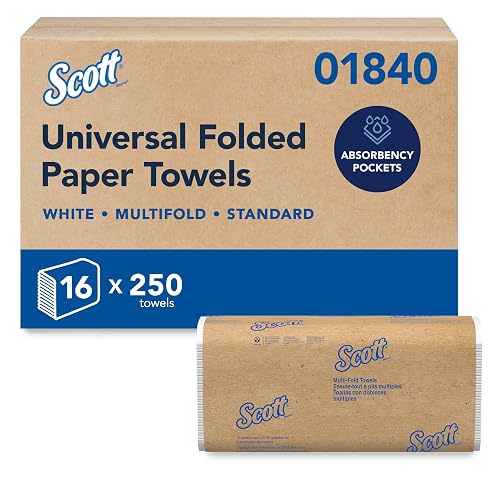Scott Professional Multifold Paper Towels, Bulk, 16 x 250 Sheets (01840) | Universal, Standard Tier, Absorbency Pockets, Compressed, Compatible with Universal Folded Towel Dispensers