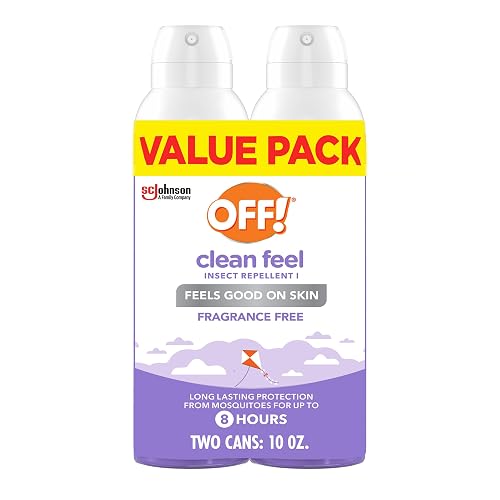 OFF! Clean Feel Picaridin Insect & Mosquito Repellent Bug Spray, 5 oz, 2 pk | Aerosol Spray, 20% Picaridin Formula, Fragrance Free, Lightweight, Long Lasting Protection from Mosquitoes, Flies, Ticks