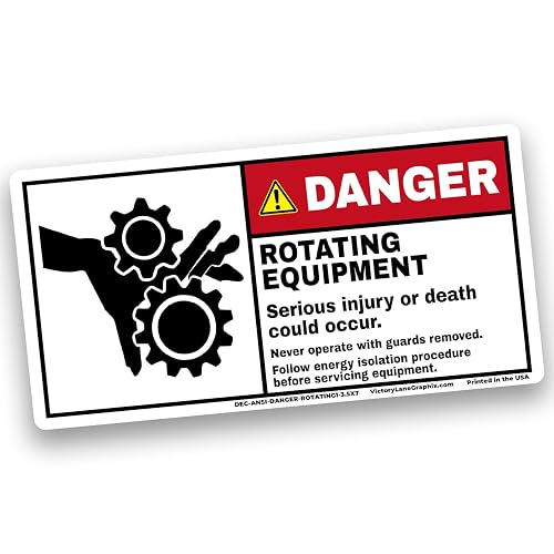 DANGER Rotating Equipment Safety 3.5"x7" Labels 10-Pack – ANSI Z535 Warning Stickers, Industrial Machinery Hazard Decals, Waterproof UV Resistant Vinyl, Rotating1-3.5x7