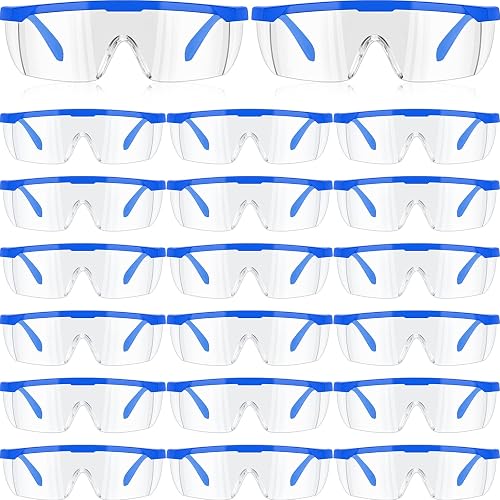 Kigeli 20 Pairs Safety Goggles over Glasses Lab Goggles Anti Fog Scratch Adult Protective Eyewear for Classroom Work