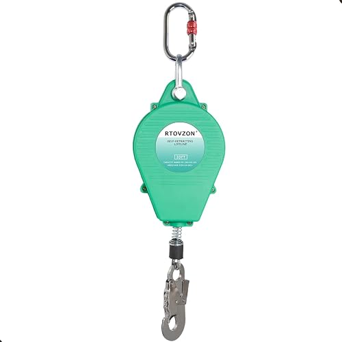 33FT Self Retracting Lifeline, RTOVZON Yoyo, Retractable Safety Lanyard | Steel Wire, Fall Arrestor, Srl Fall Protection, Retractable Lanyard, Safety Harness Fall Protection Kit, Safety Harness Yoyo