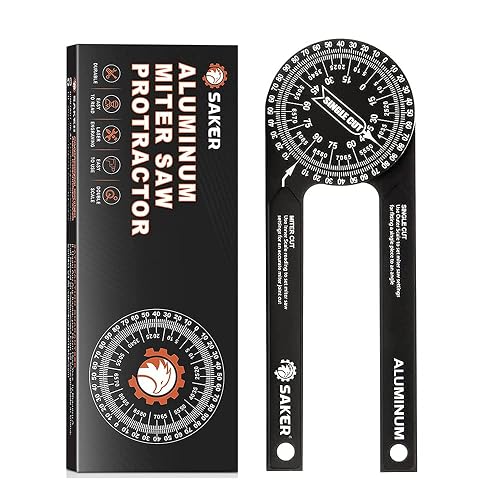 Saker Miter Saw Protractor 7-Inch Aluminum Protractor Angle Finder Black | Featuring Precision Laser,Inside & Outside Miter Angle Finder for Carpenters, Plumbers and All Building Trades