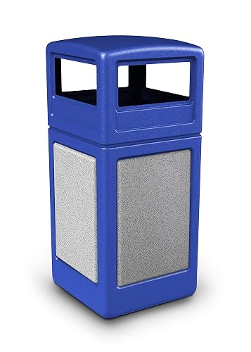 Commercial Zone Stonetec Series 42-Gal Dome Lid Trash Bin, Blue, Square (72043099)