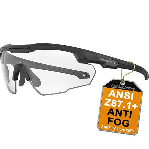 HTS HUNTERSKY Ballistic Shooting Glasses ANSI Z87+ Protective Eyewear | Anti-Fog, Impact Resistance Lens, Adjustable Nose Piece, Wraparound, Eye Protection for Men & Women, Airsoft, Range