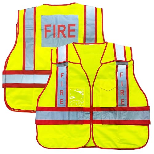 VIEWBRITE Reflective Class 2 Fire Vest Lime Green - 5 Point Breakaway High Visibility Yellow Fire Fighter Vest