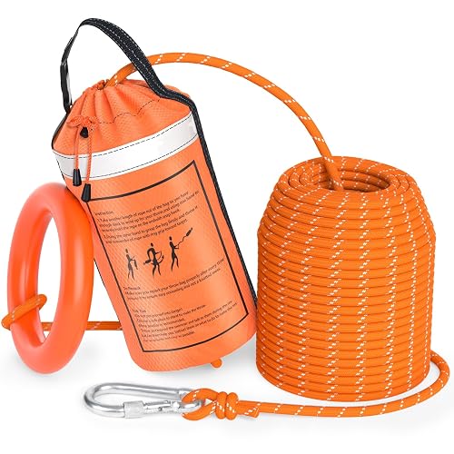 AnKun Water Rescue Throw Bag with 50/70/98FT Length of Rope in 3/10In Tensile Strength Rated to 2000lbs, Emergency Rescue Rope for Kayaking, Boating, Fishing, Rafting, High Visibility Safety Equipment