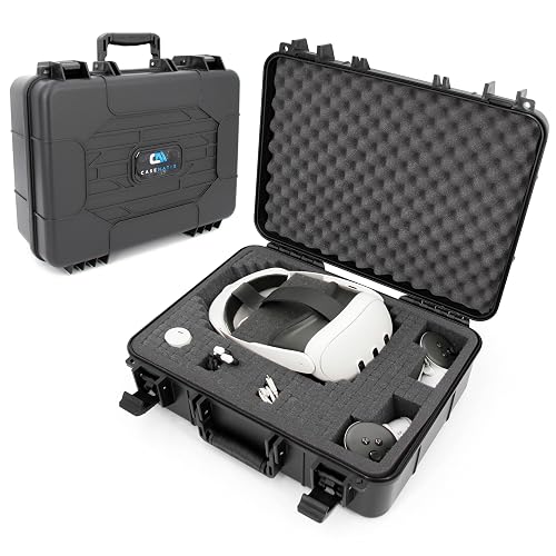 CASEMATIX Hard Case Compatible with Meta Quest 3S, Quest 3, Quest 2, Oculus Quest – VR Headset & Accessories Storage Case with Customizable Foam Protection