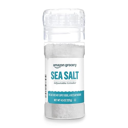 Amazon Grocery, Sea Salt, Adjustable Grinder, 4.5 oz (Previously Amazon Fresh, Packaging May Vary)