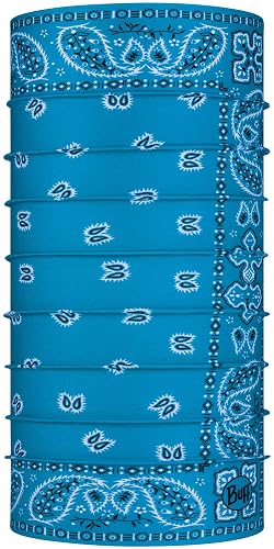 BUFF CoolNet UV Neck Gaiter, UPF 50 Sun Protection, Breathable, Versatile, Quick Dry Face Mask, Black & Blue, Adult Size