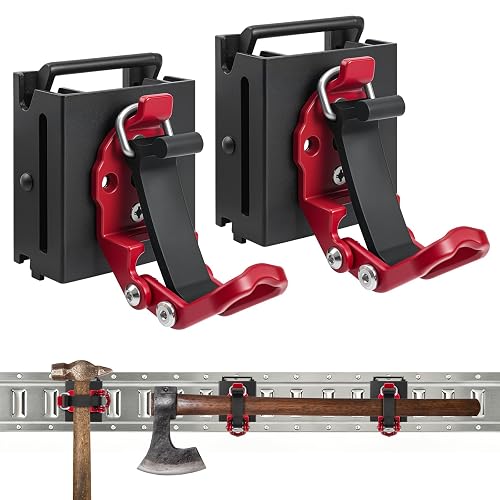 2 Pack E Track Shovel Holder with Quick Release Clamp, Heavy Duty Tool Mount for Axe, Shovel, Broom, Rake(0.6"-1.43"), E Track Accessories for Trailer, Truck, Cargo Trailer & Garage Organization