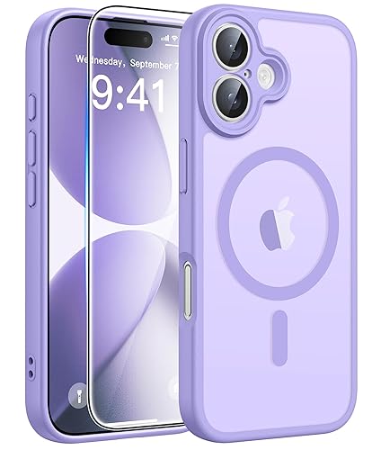 FNTCASE for iPhone 17 Case, Compatible with Magsafe, Glass Screen Protector | Full Camera Protection, Translucent Matte, 14FT Military Grade Drop Proof, Shockproof Protective Phone Cover, Light Purple