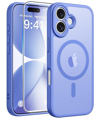 FNTCASE for iPhone 17 Case, Compatible with Magsafe, Glass Screen Protector | Full Camera Protection, Translucent Matte, 14FT Military Grade Drop Proof, Shockproof Protective Phone Cover, Ultramarine