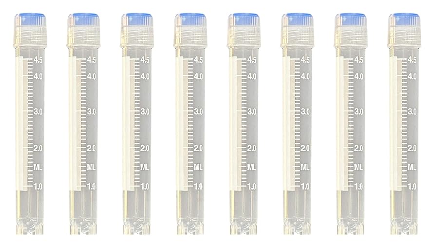 LUERFLEX 5ML External Thread Self-Standing Cryogenic Vials with Silicone Washer Seal,EO Sterile, Pack of 100