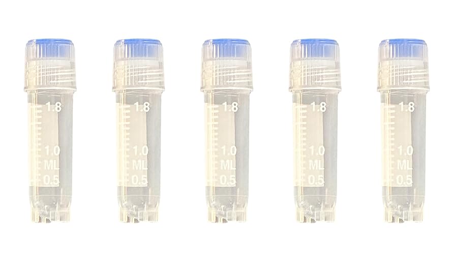 LUERFLEX 2ML External Thread Self-Standing Cryogenic Vials with Silicone Washer Seal,EO Sterile, Pack of 100