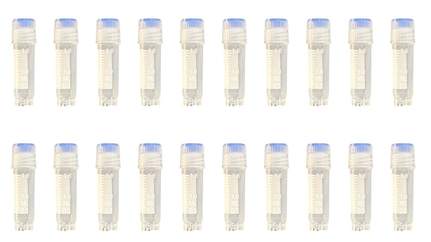 LUERFLEX 2ML External Thread Self-Standing Cryogenic Vials with Silicone Washer Seal,EO Sterile, Pack of 1000