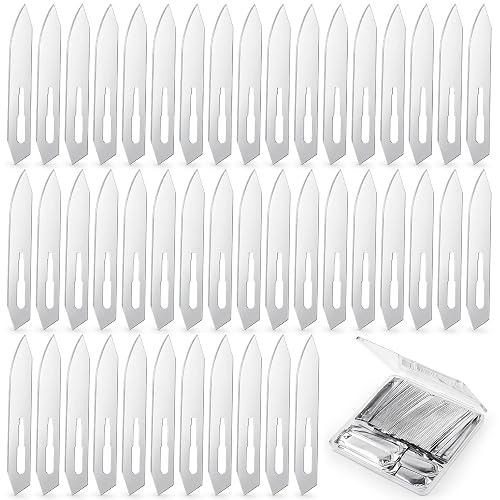 Lanties 100 Pcs #60 Stainless Scalpel Blades, Individually Foil Wrapped, 7cm Industrial Utility Knife Stainless Craft Blades for Precision Cutting, Crafting, Model Making & DIY Projects