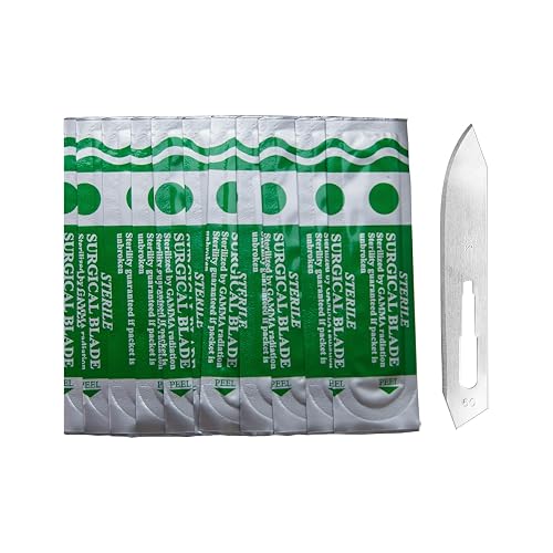 BELLIA BROS #60 Carbon Steel Scalpel Knife Blades Suitable for Surgical Knives, Utility knives, Pocket Knife etc 0.4mm Individually Wrapped Pack (50)