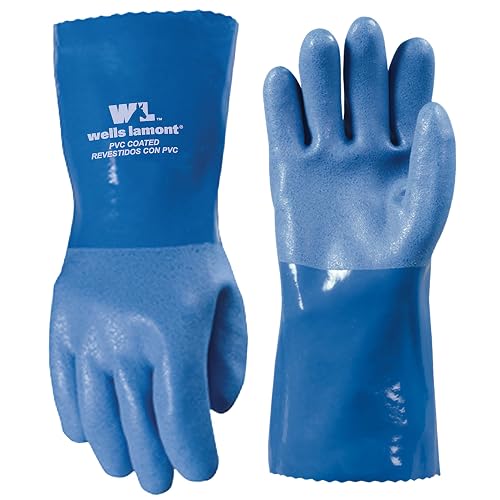 Wells Lamont PVC Chemical Resistant Gloves, Textured Grip, Gauntlet Cuff | Chemical Resistant, PVC Coated, Textured Grip, Cut Resistant, Gauntlet Cuff, Industrial Use