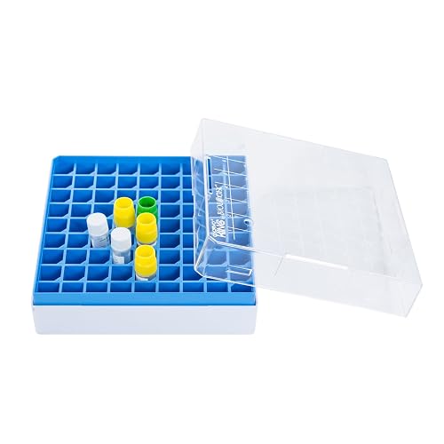 CryoKing 81-Well Cryobox, PC Lab Freezer Box, 2in Microtube Storage Box, 1 PCS, Blue