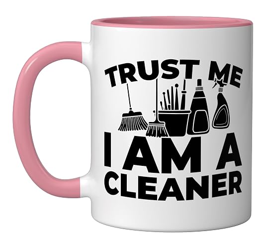 Cleaner Janitorial Sanitation - Housekeeping Cleaner Ceramic Mug, Pink/White