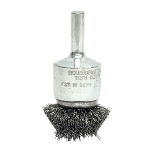 Weiler 10045 1-1/2" Circular Flared Crimped Wire End Brush, .006" Stainless Steel Fill, Made in the USA