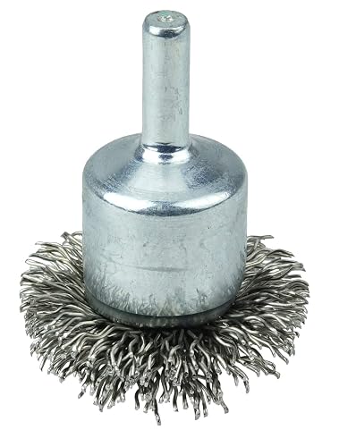 Weiler 10047 1-1/2" Circular Flared Crimped Wire End Brush, .020" Stainless Steel Fill, Made in the USA
