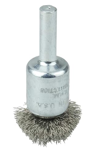 Weiler 10042 1" Circular Flared Crimped Wire End Brush.006 Stainless Steel Fill, Made in the USA