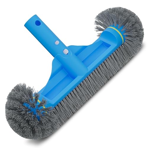 TidyMister 12.5 in Round-End Pool Brush Head | pool scrub brush, rounded ends and sturdy bristles clean walls, tiles, floors, steps and spas