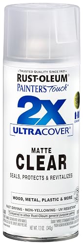 Rust-Oleum Painter's Touch 2X Ultra Cover Spray Paint, Matte Clear | Indoor and Outdoor Surfaces (Metal, Wood, Plastic), Fast Dry, Durable, Sprays from Any Angle, Comfort Tip, Oil Based