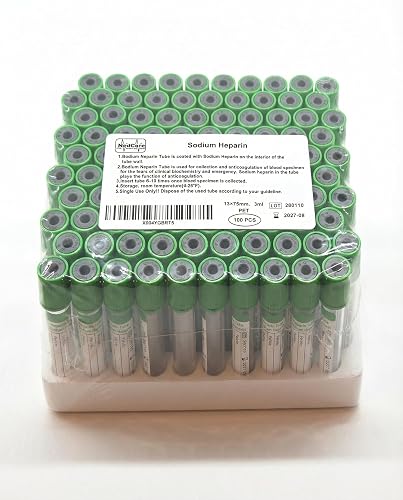Blood Collection Tubes 3mL – Heparin Vacuum Tubes – Veterinary Blood Draw & Specimen Collection Tubes – 100 Pack Diagnostic Laboratory Tubes for Animal Clinic & Veterinary Hospital