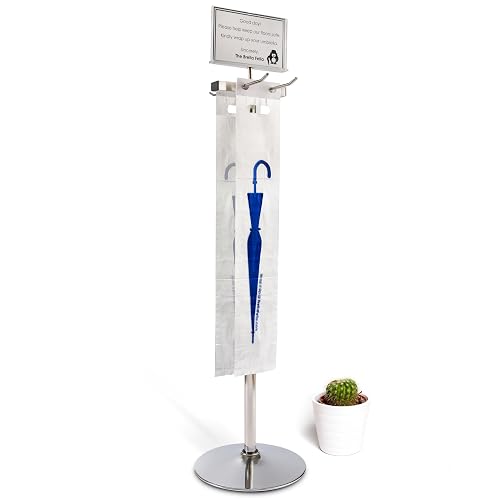 Brella Fella Umbrella Bag Wrapper Station with Sign Frame - Wrap Umbrellas for Rain - Be Safe, Wrap it up! - 200 Long Bags Included