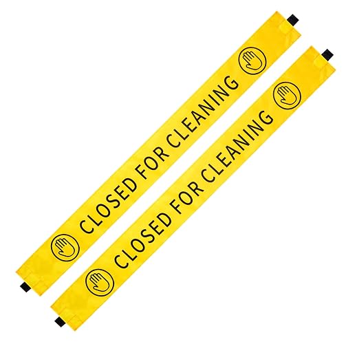 DLUGOPIS 2 Pcs Restroom Closed for Cleaning Signs, Magnetic Ends, Yellow, 42x3.5 In, Functional and Attention-Grabbing