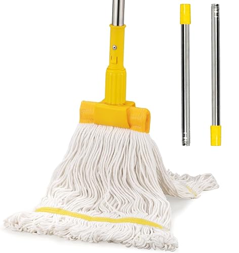 Professional Commercial Industrial Heavy Duty Mop with 48" Long Handle,Cotton Wet Commercial Mops for Floor Cleaning,Home,Kitchen,Office,Garage and Concrete Tile Floor