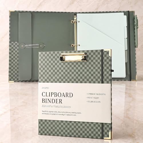 Aesthetic Clipboard Binder with Dividers - 3 Ring Organizer for Work | Sturdy Document Organizer, Clipboard Folder and Planner Folio for Streamlined School Projects, Notes and Office Productivity