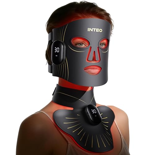 Red Light Therapy Mask for Face & Neck, Wireless LED Face Mask, 4 Modes | 680 LEDs, 850nm NIR & 630nm Red Light Mask, Cordless 2000mAh Remote, 10‑30min Timer, Full coverage, Home & Travel Skincare