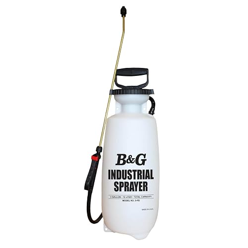 B&G PB Industrial Heavy-Duty Chemical Resistant Sprayer, 2 Gallon | Polyethylene Tank, 12" Brass Extension, Viton Seals, Reinforced Hose For Professional Janitorial & Sanitation Application