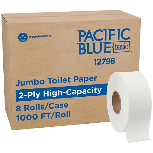 Georgia-Pacific Pacific Blue Basic 2-Ply Jumbo Jr. 9" Toilet Paper by GP PRO (Georgia-Pacific), 12798, 1,000 Linear Feet per Roll, 8 Rolls Per Case