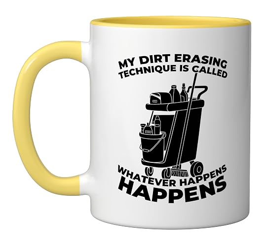 Cleaner - Housekeeping Janitorial Sanitation Cleaner Ceramic Mug, Yellow/White