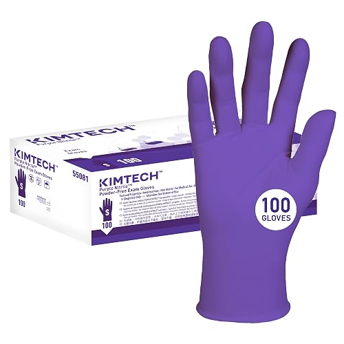 KIMTECH Ansell Purple Nitrile Disposable Exam Gloves | Purple, Size S, unisex nitrile exam gloves with beaded cuff & textured fingertips, 100/Dispenser