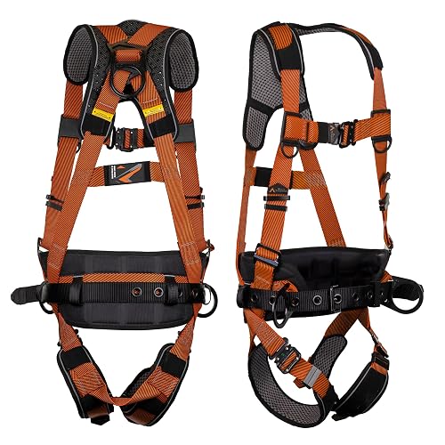 Malta Dynamics Warthog Comfort MAXX - Safety Harness for Construction – Fall Protection Equipment with Removable Belt and Lumbar Support, Side D-Rings, and Padding, OSHA & ANSI Compliant (S-M)
