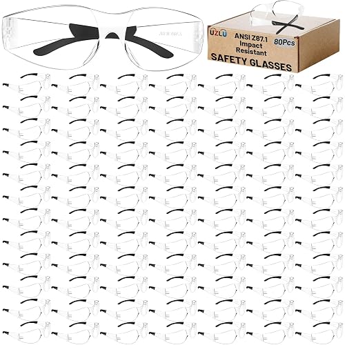 80 PCS Clear Safety Glasses Bulk for Men Women ANSI Z87.1 Safety Goggles | Impact and Scratch Resistant Protective Eyewear, Lightweight, Polycarbonate Safety Sunglasses for Work, Lab, Construction