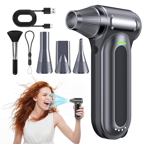 FAOGO Compressed Air Duster, 170,000 RPM Electric Air Duster with Brushless Motor, 4-Speed Cordless Rechargeable Air Blower for Keyboard, PC, Car - Electronics, Canned Air Alternative