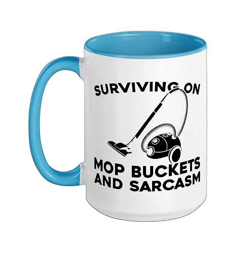 Cleaner Housekeeping Janitorial - Sanitation Cleaner Ceramic Mug, Blue/White, 15oz