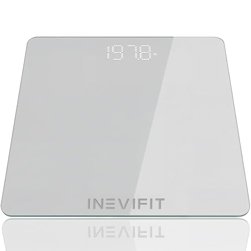 INEVIFIT Premium Digital Bathroom Scale for Body Weight, Highly Accurate | Measures up to 400 lbs Capacity, Large Bright LED, Batteries Included, Auto Step On & Off, Home Use