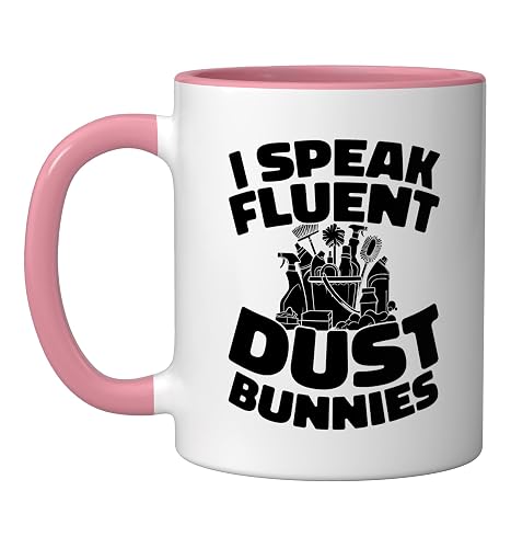 Cleaner Janitorial - Sanitation Housekeeping Cleaner Ceramic Mug, Pink/White